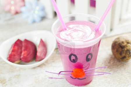 Photo for Smoothies, detox. Beetroot juice and yogurt - Royalty Free Image