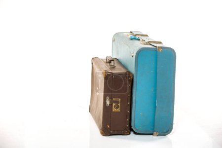 Photo for Old suitcases on white background - Royalty Free Image
