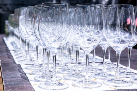 Photo for Stacked empty wine glasses - Royalty Free Image