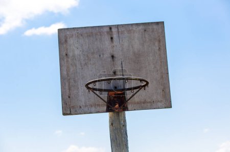 Photo for Old basketball hoop on sky background - Royalty Free Image