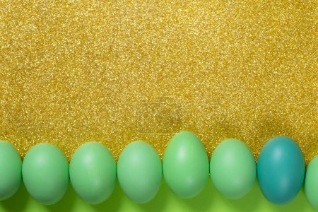 Photo for Green easter eggs on background - Royalty Free Image