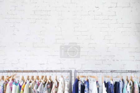Photo for Fashion colorful clothing hanging a on display - Royalty Free Image