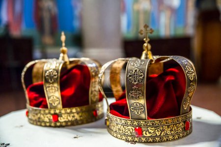 Photo for Beautiful wedding crowns in church - Royalty Free Image