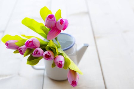 Foto de Hermoso ramo de flores de tulipán rosa - Imagen libre de derechos