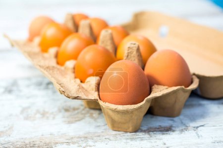 Photo for Fresh eggs in a cardboard - Royalty Free Image