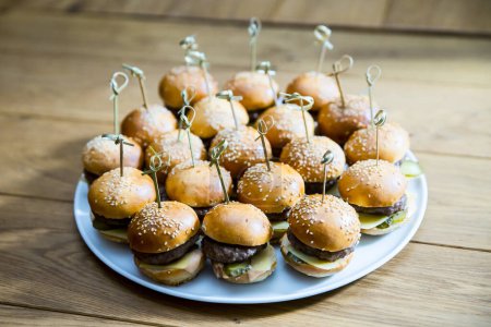 Photo for Mini burger set on plate - Royalty Free Image