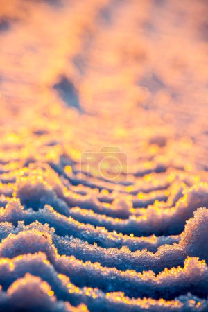 Téléchargez les photos : Le coucher de soleil sur les sentiers dans la neige - en image libre de droit