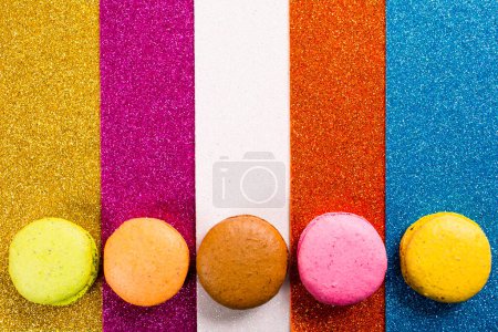 Photo for Sweet macaroons on a colorful background - Royalty Free Image