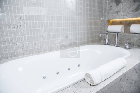 Photo for Bathroom interior with modern bathtub - Royalty Free Image