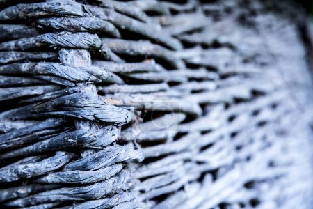 Photo for Wattle fence wood background. Selective focus - Royalty Free Image