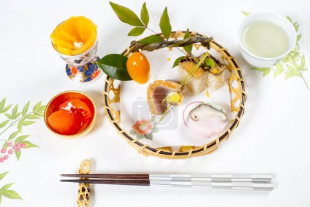 Téléchargez les photos : Cuisine japonaise - apéritif sur assiette - en image libre de droit