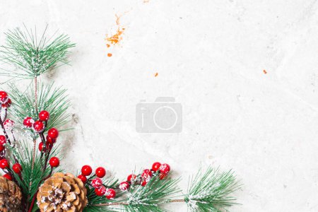 Photo for Mistletoe Christmas decoration with berries, ivy and cones - Royalty Free Image