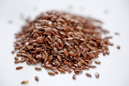 Photo for Brown flax seeds close up - Royalty Free Image