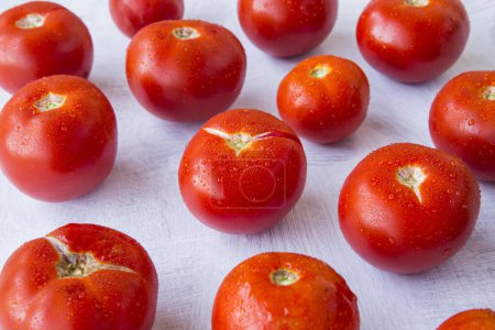 Téléchargez les photos : Tomates fraîches sur fond blanc - en image libre de droit