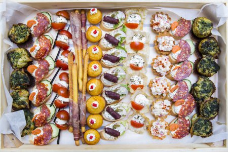 Photo for Decorative Garnished Modern Canapes Served at Party - Royalty Free Image