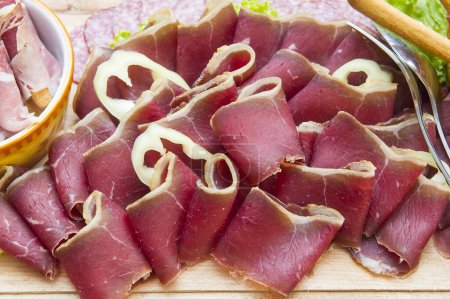 Photo for Italian ham prosciutto and salami - Royalty Free Image
