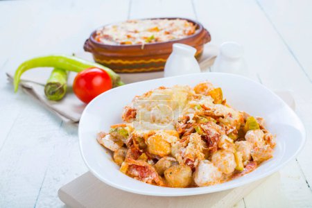 Photo for Gnocchi with zucchini and meat - Royalty Free Image