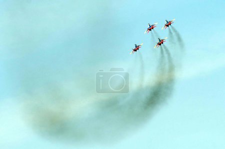 Photo for SERBIA ,BELGRADE - October 2014: Russian Aerobatic team Swifts MiG-29 takes off into the sky to show aerobatics October, 2014, Belgrade , Serbia - Royalty Free Image