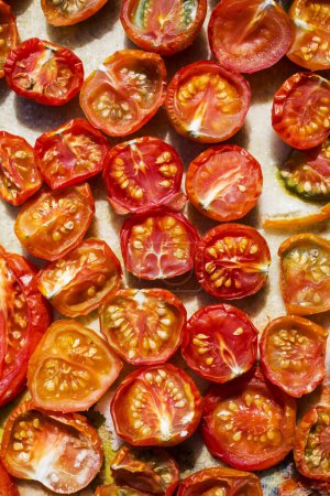 Téléchargez les photos : Tomates séchées au soleil, vue de dessus - en image libre de droit