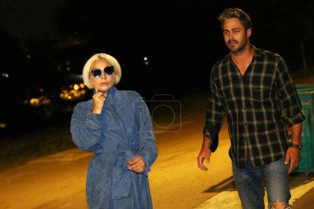 Photo for BELGRADE - JUNE: Lady Gaga and Taylor Kinney in melancholic Beorad after dinner at a restaurant on July 4, 2015 in Belgrade,Serbia - Royalty Free Image