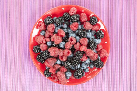 Téléchargez les photos : Fruits aux baies en été avec fraises, bleuets et framboises - en image libre de droit