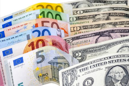 Foto de Wo principales monedas duras - Dólar estadounidense frente al euro - Imagen libre de derechos