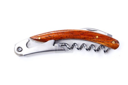 Photo for Wooden corkscrew isolated on white background. View from above. - Royalty Free Image