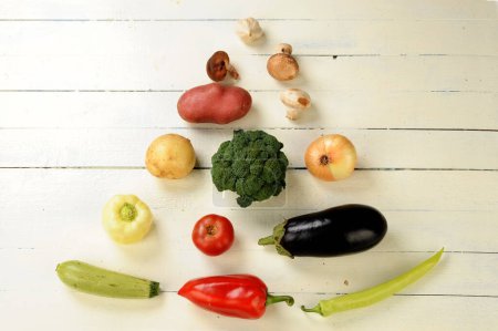 Photo for Composition with vegetables on wooden background - Royalty Free Image