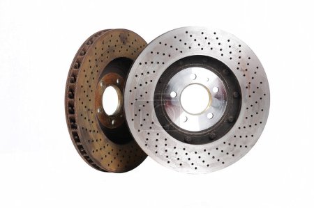 Photo for New and old front brake disks for modern car - Royalty Free Image