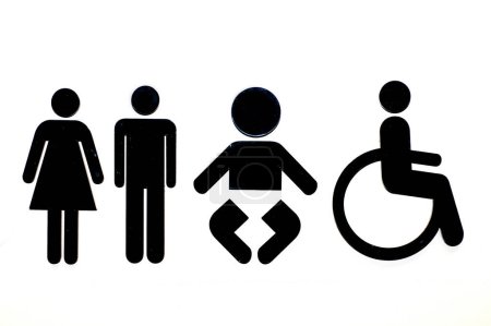 Photo for Restroom icons: lady, man, child and disability - Royalty Free Image