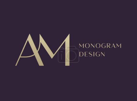 Icône logo lettre AM design. Style classique initiales de luxe monogramme.