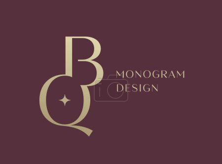 Diseño de icono de logotipo de letra BQ o QB. Estilo clásico de lujo iniciales monograma.