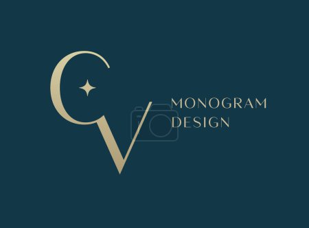 CV letter logo icon design. Classic style luxury initials monogram.