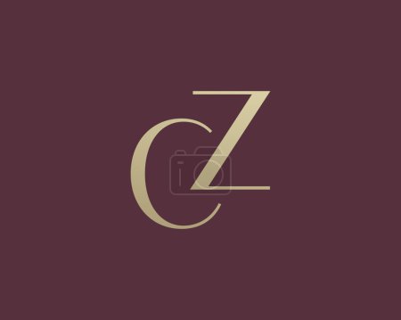 Icône logo lettre CZ ou ZC design. Style classique initiales de luxe monogramme.