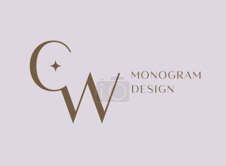 CW Buchstabe Logo Icon Design. Monogramm im klassischen Stil mit Luxusinitialen.