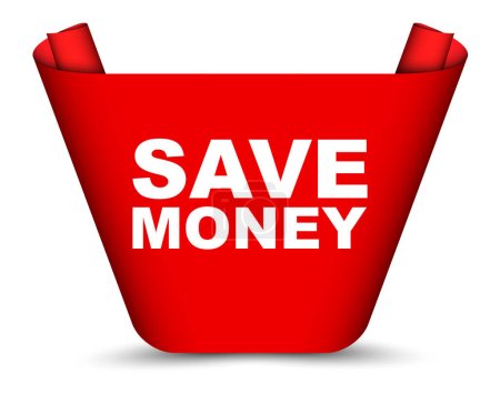 Foto de Banner vector rojo ahorrar dinero - Imagen libre de derechos