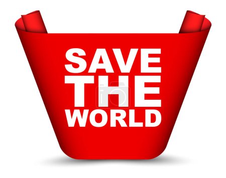 Téléchargez les photos : Bannière vectorielle rouge sauver le monde - en image libre de droit