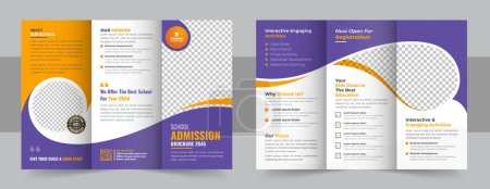 School trifold brochure design, Kids back to school education admission trifold brochure template, kids academy brochure template layout, company profile template