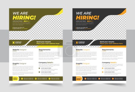 Illustration for We are hiring flyer design template, Job Vacancy Flyer Template or Job vacancy flyer poster template design, Job offer leaflet template, cover, a4 size, flyer design - Royalty Free Image