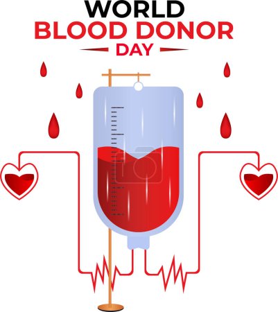 Téléchargez les photos : Blood donation illustration concept with blood bag. World blood donor day. Donor Blood Concept Illustration Background For World Blood Donor Day.14 june. eps vector - en image libre de droit
