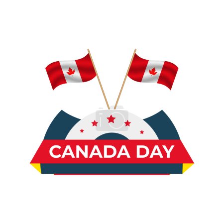 Téléchargez les photos : Vector isolated handwritten lettering logo for Canada Day with realistic red maple leaf. Vector typography for greeting card, decoration and covering. Concept of Happy Canada Day. - en image libre de droit