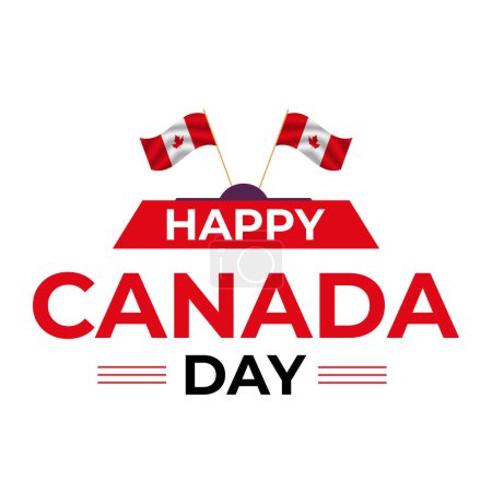 Ilustración de Vector isolated handwritten lettering logo for Canada Day with realistic red maple leaf. Vector typography for greeting card, decoration and covering. Concept of Happy Canada Day. - Imagen libre de derechos