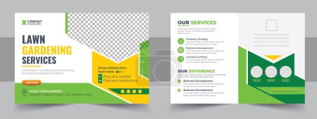 Lawn Mower Garden or Landscaping Service Postcard Template or Agro Firm Eddm Postcard template Set, Agro or lawn care Service postcard template, cleaning lawn