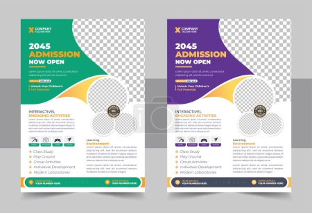 Plantilla de folleto de admisión de educación creativa y moderna, plantilla de cubierta de folleto de folleto para niños volver al diseño de diseño de diseño de diseño de admisión a la educación escolar