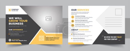 Illustration for Corporate postcard design template. Corporate Business Postcard Template Design, Simple and Clean Modern Minimal Postcard Template, Business Postcard Layout - Royalty Free Image