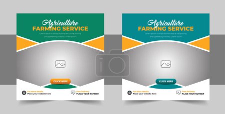 Illustration for Lawn care and Gardening service social media post template design, Gardening and Landscaping service social media post layout, Agro farm services social media post or web banner template - Royalty Free Image