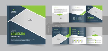 Illustration for Education school square trifold brochure design, kid's admission trifold brochure template. school admission square trifold brochure template - Royalty Free Image