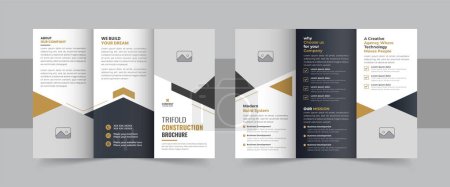 Corporate construction and home renovation trifold brochure design, Professional trifold brochure template. Construction trifold brochure template or company profile, Corporate construction brochure, Business proposal, home renovation trifold layout