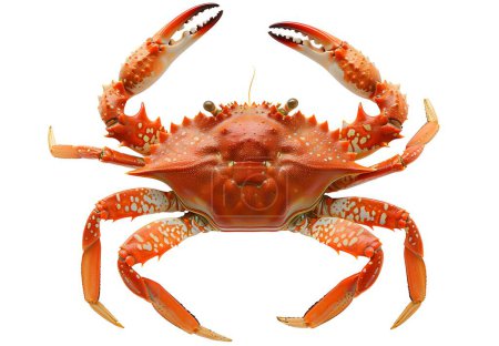 Photo for A vivid image of a large red crab with orange spots, showcasing its detailed anatomy, isolated on a white background. - Royalty Free Image