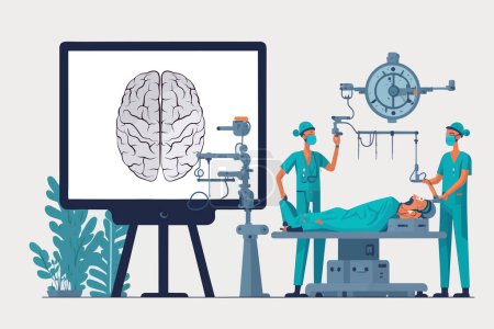 Ilustración de Concepto de cirugía cerebral del equipo médico - Imagen libre de derechos